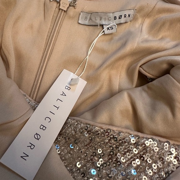NWT Baltic Born Annabel Sequin Midi Dress Size XS Ivory Sequins Lined Stretch - Picture 8 of 16